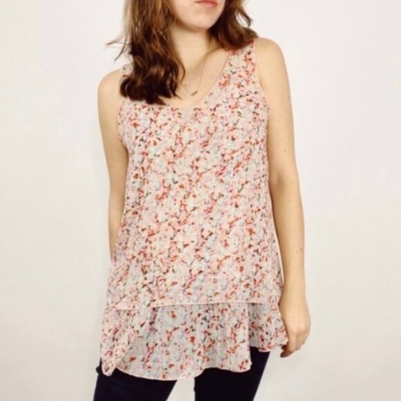 CAbi Tops - CAbi "Bella" Floral Print Sleeveless Chiffon Blouse